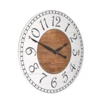 BrandtWorks Oversized Antique White Farmhouse Wall Clock - Distressed Wood Slat Design thumbnail 2