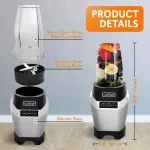NutriChef 1000W High-Powered Digital Countertop Blender with 24 oz. Tritan Blend Cup thumbnail 4