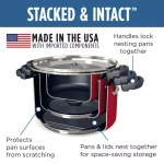 Farberware Neat Nest 6-Quart Aluminum Nonstick Saucepot with Glass Lid, Red thumbnail 4