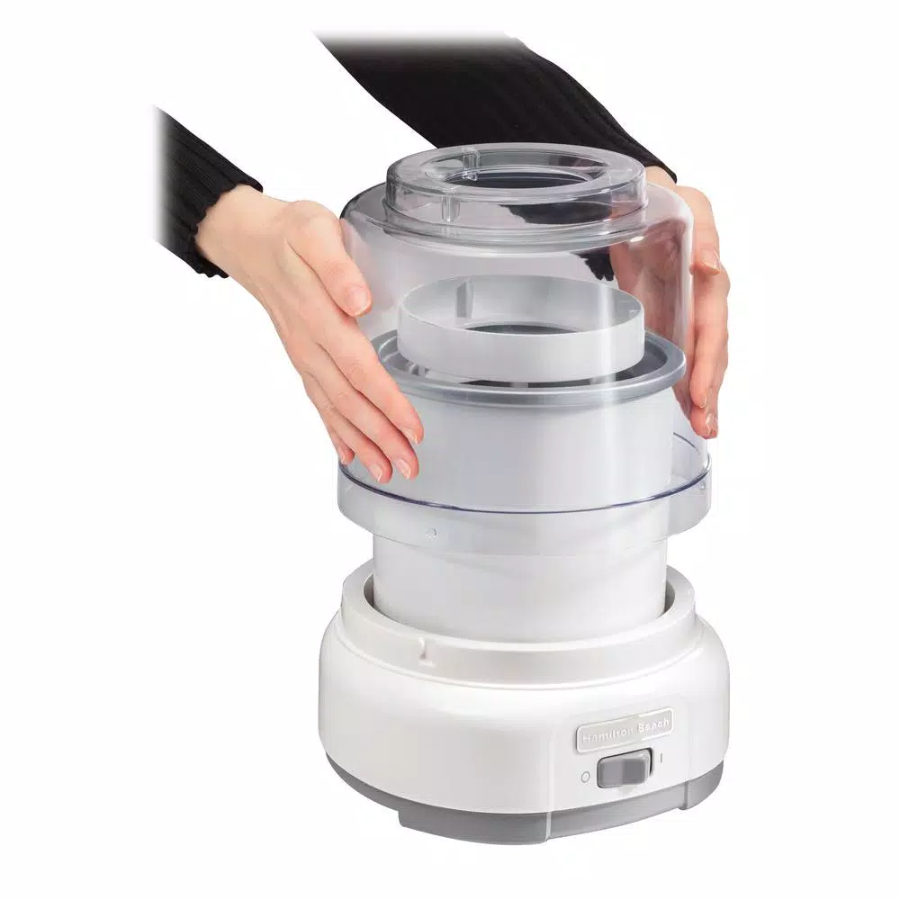 Hamilton Beach 1.5 Qt. Ice Cream Maker, White Countertop Frozen Dessert Machine