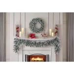 Home Accents Holiday 9 ft. Pre-Lit Flocked Frasier Fir LED Garland with Timer thumbnail 4