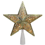 Northlight 8.5 in. Gold Glitter Star Christmas Tree Topper with Clear Prelit Lights thumbnail 1