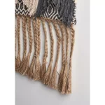 LR Home Trellis Beige and Charcoal Geometric Braided Fringed Wall Tapestry thumbnail 6