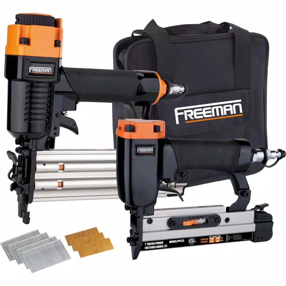 Freeman Professional Woodworker Pneumatic Nailer Kit - 18-Gauge Brad Nailer & 23-Gauge Micro Pin Nailer