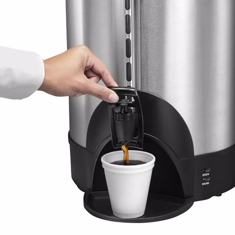 Professional Series 100-Cup Stainless Steel Coffee Urn, 1500W Double Wall Insulated Coffee Maker