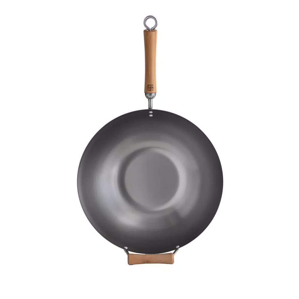 Honey-Can-Do Joyce Chen 14 in. Carbon Steel Wok with Removable Birchwood Handle