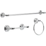 Delta Silverton 3-Piece Chrome Bath Hardware Set with Towel Ring, Toilet Paper Holder, and 24 in. Towel Bar thumbnail 1
