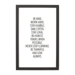 Petal Lane Home Be Kind Work Hard Magnetic Memo Board with Ebony Frame thumbnail 1