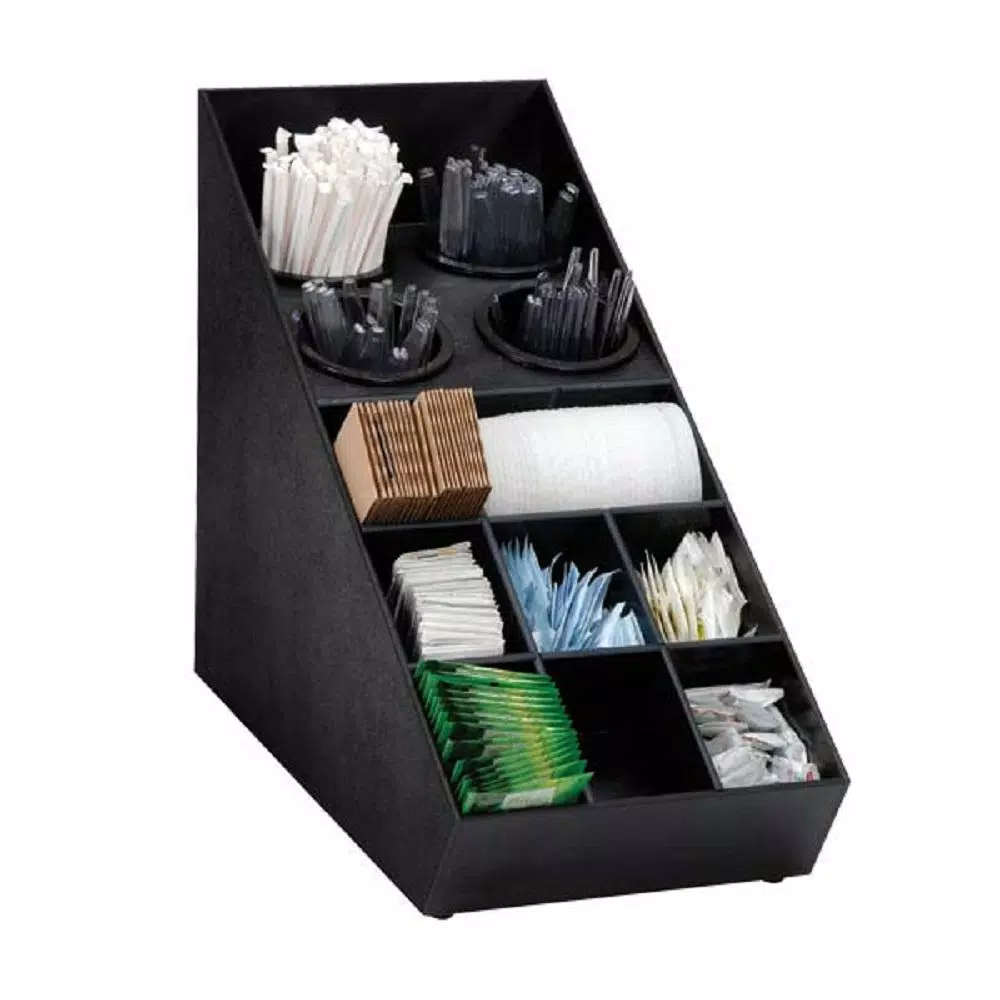 Unbranded Black Countertop Flatware and Condiment Organizer - Commercial Grade Polystyrene