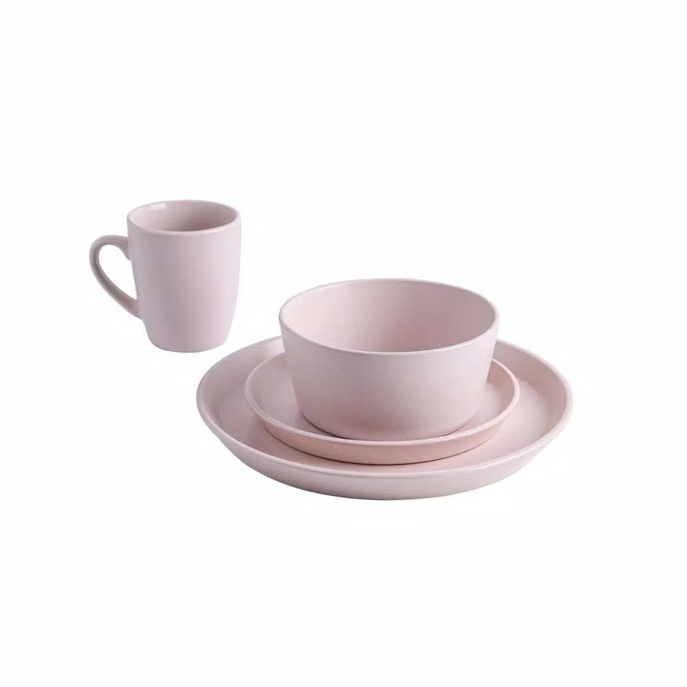 STONE LAIN 32-Piece Pink Stoneware Dinnerware Set, Service for 8