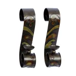 LITTON LANE 19 in. Scrolled Iron Candle Sconces with Metallic Brown Finish (Pair) thumbnail 2
