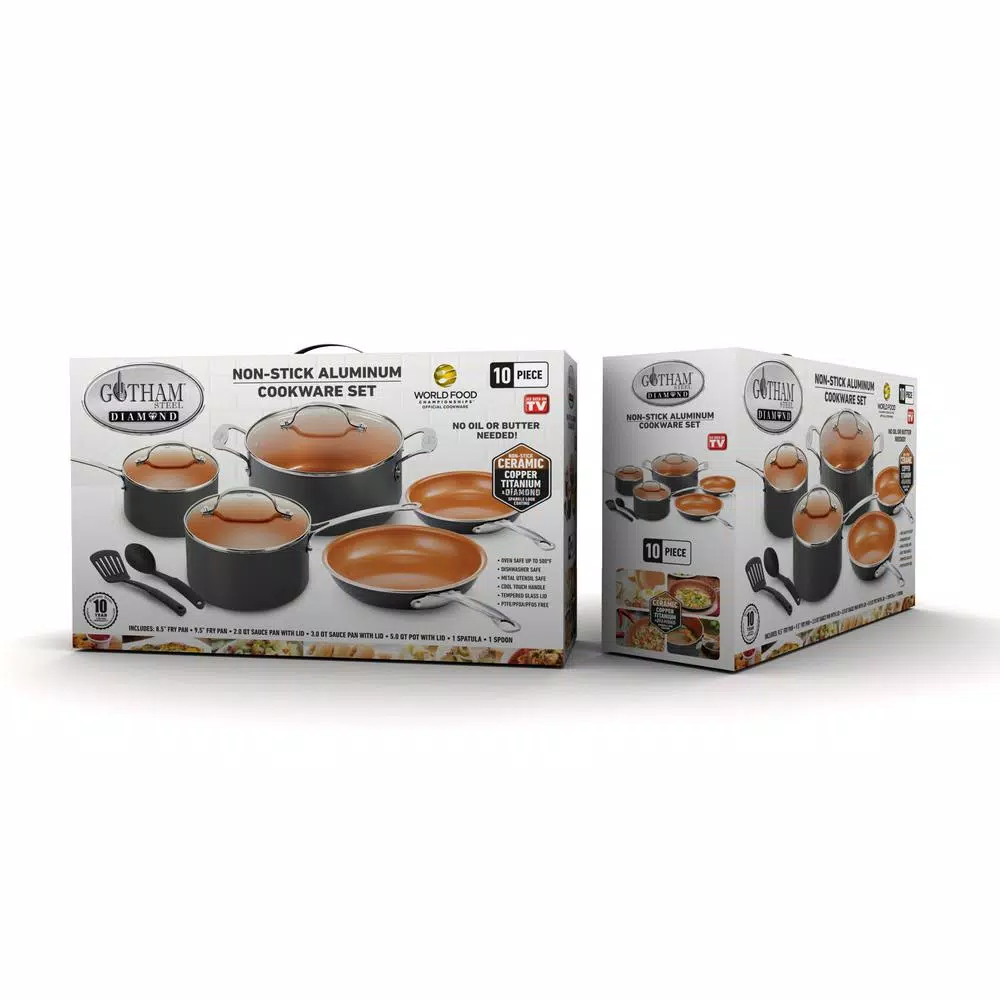 Gotham Steel 10-Piece Ti-Ceramic Nonstick Cookware Set with Utensils