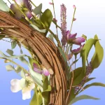 Unbranded 22 in. Purple and White Spring Floral Wreath with Lavender, Verbena, and Clematis thumbnail 3