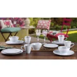 Lorren Home Trends Lorren Home 16-Piece White Stoneware Scroll Dinnerware Set, Service for 4 thumbnail 2