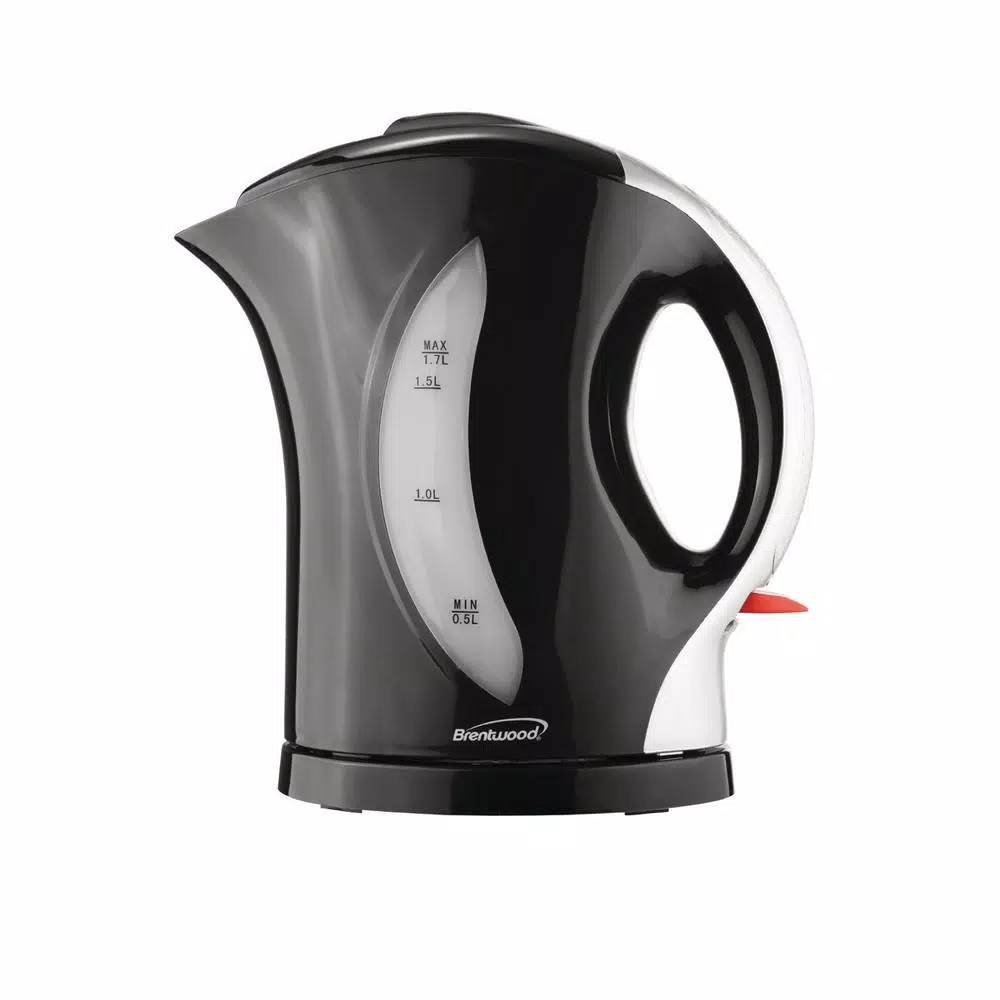 Brentwood 1200W Electric Tea Kettle, 1.7L / 7.19-Cup Cordless Water Boiler with Auto Shut-Off, Black
