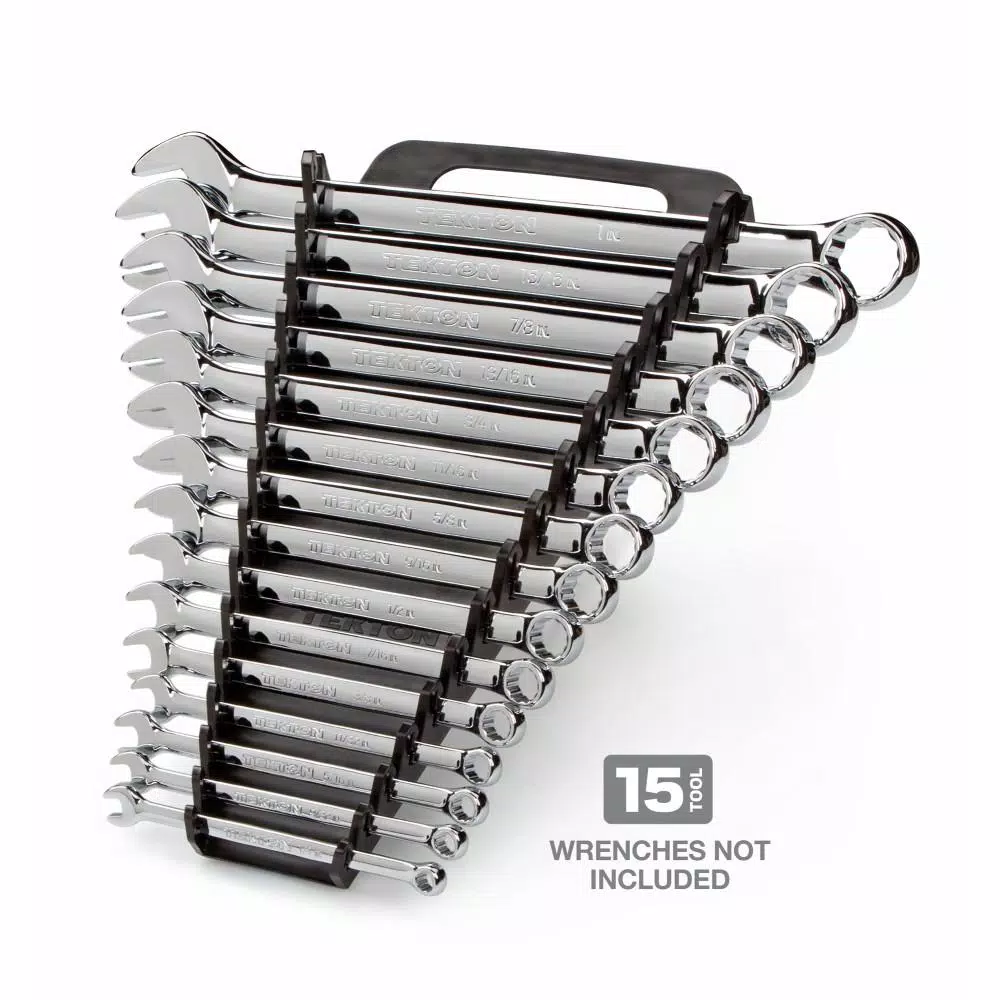 TEKTON 7.5 in. 15-Tool Store-and-Go Wrench Rack Keeper, Black
