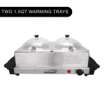 Brentwood Appliances 3 Qt. Metallic 2-Pan Buffet Server with Warming Tray, Stainless Steel thumbnail 3