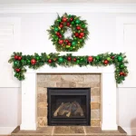 Village Lighting Company 30 in. Pre-Lit LED Christmas Cheer Wreath with 50 Warm White Lights and Remote Control thumbnail 4