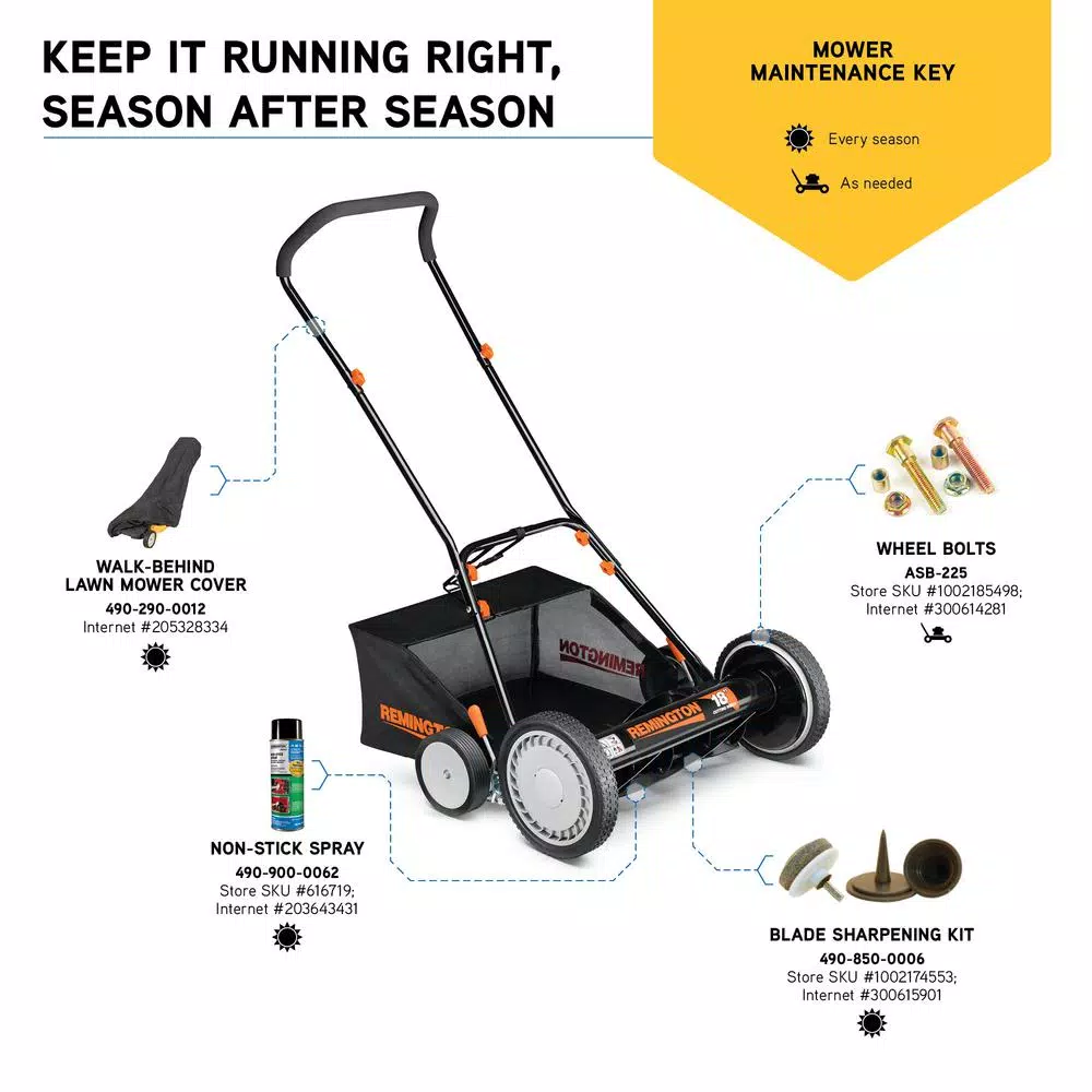 Remington 18 in. Manual Walk Behind Reel Lawn Mower with Bagger and 9-Position Height Adjustment