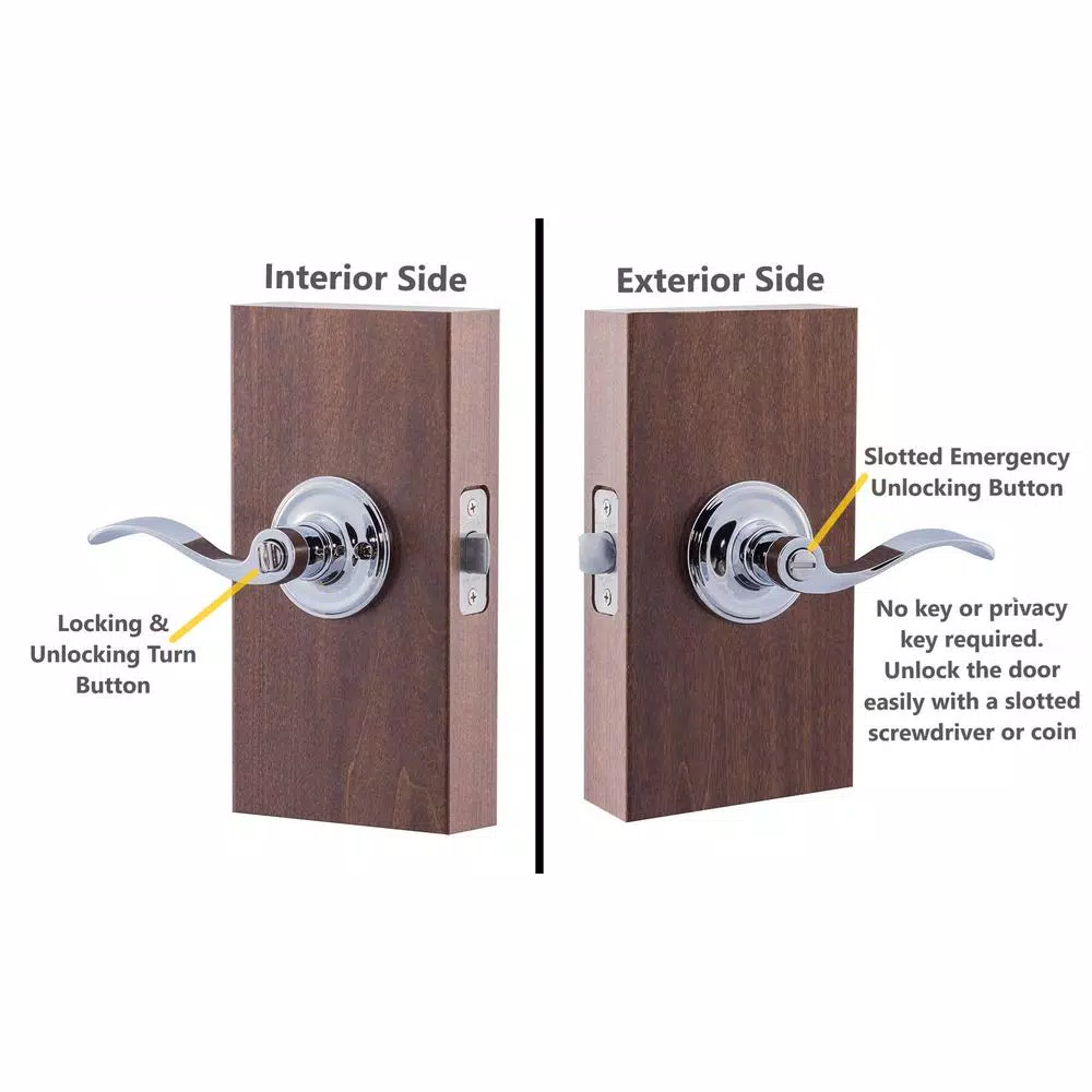 Copper Creek Waverlie Polished Stainless Steel Privacy Bed/Bath Door Lever