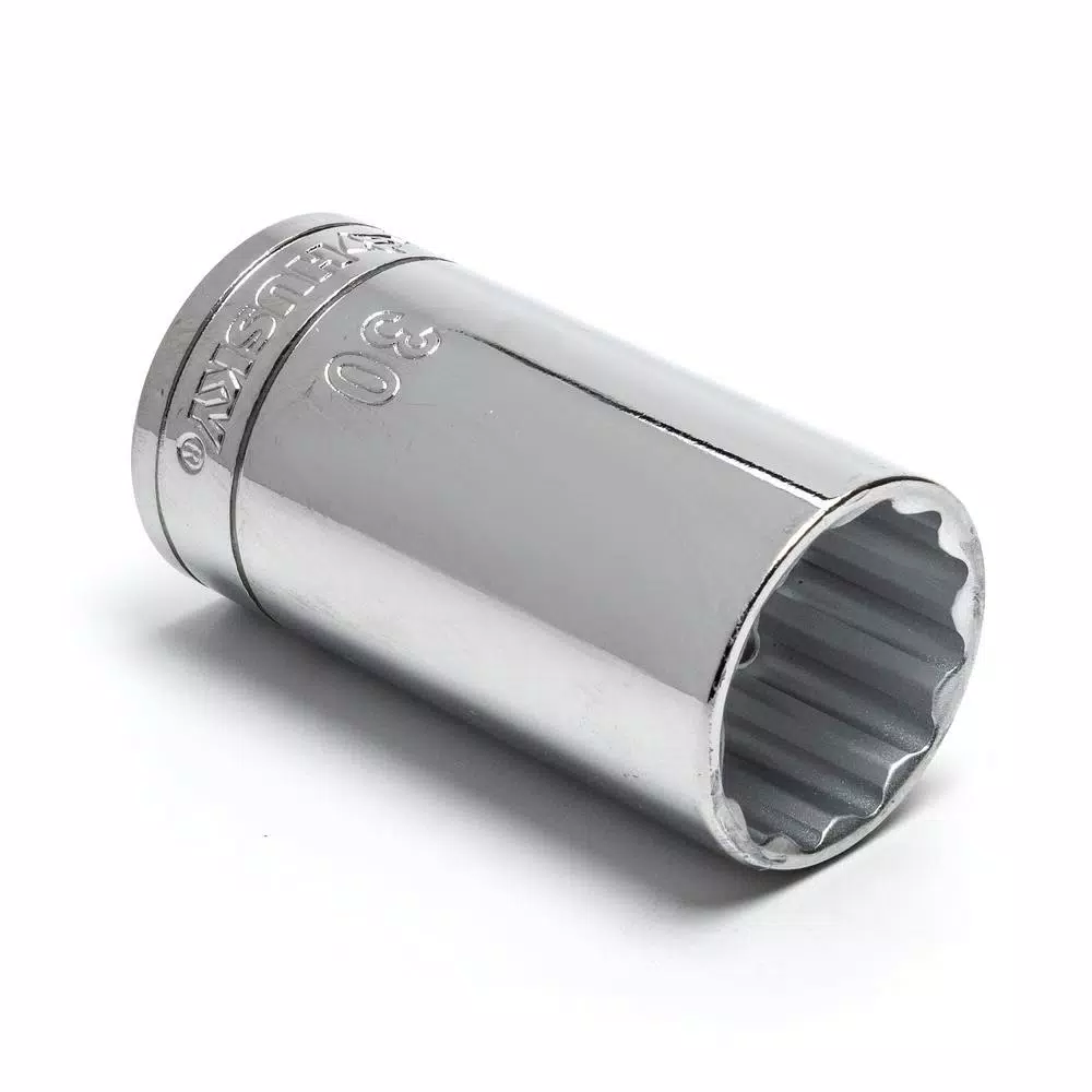 Husky 1/2 in. Drive 12-Point Deep Metric Socket, 30mm