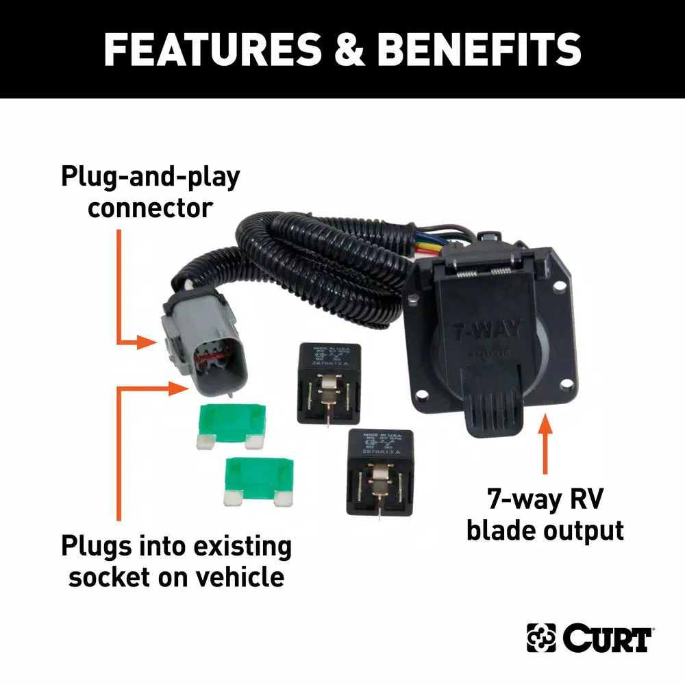 CURT Custom 7-Way RV Blade Trailer Wiring Harness for Ford F250 F350 F450 F550