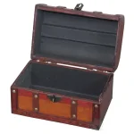 Vintiquewise Rustic Wood and Faux Leather Decorative Treasure Box - Brown thumbnail 2