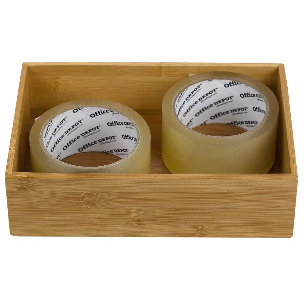 Unbranded Natural Bamboo Drawer Organizer - Rustic Wooden Storage Box for Office, Kitchen, and Bathroom