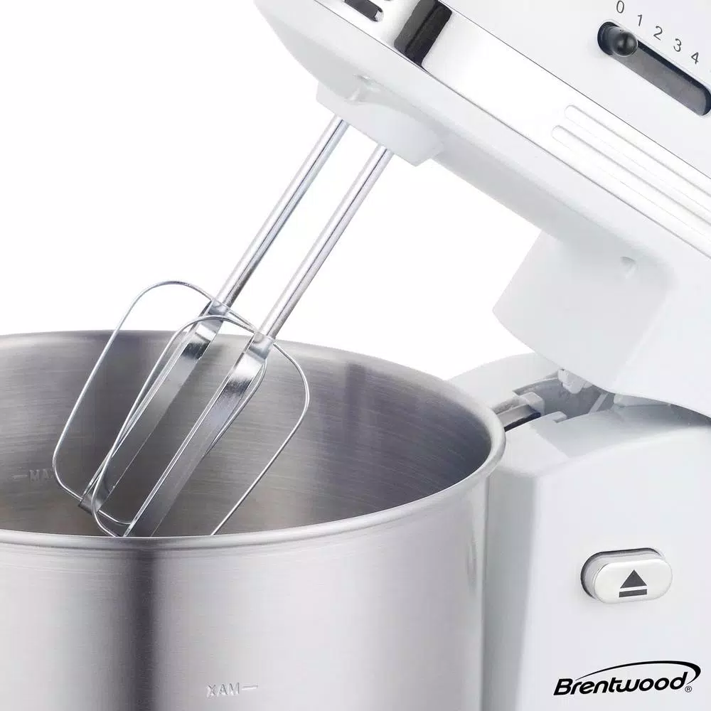 Brentwood Appliances Brentwood 5-Speed Stand Mixer with 3-Quart Stainless Steel Mixing Bowl, White