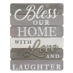 Stratton Home Decor Bless Our Home with Love and Laughter Wood Sign Wall Art thumbnail 2