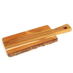 Creative Home Teak Wood Serving Cheese Paddle Board, 14-Inch Natural Edge Rustic Wood Board thumbnail 1