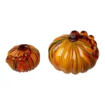 Glitzhome Multi-Striped Glass Short Pumpkin Set - 100% Handmade Glass Tabletop Decoration thumbnail 1