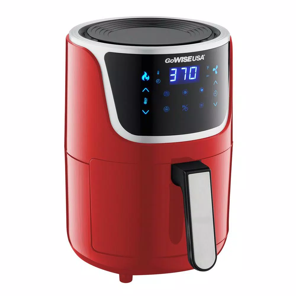 GoWISE USA 2-Qt. Mini Digital Air Fryer with Touchscreen, Red/Silver