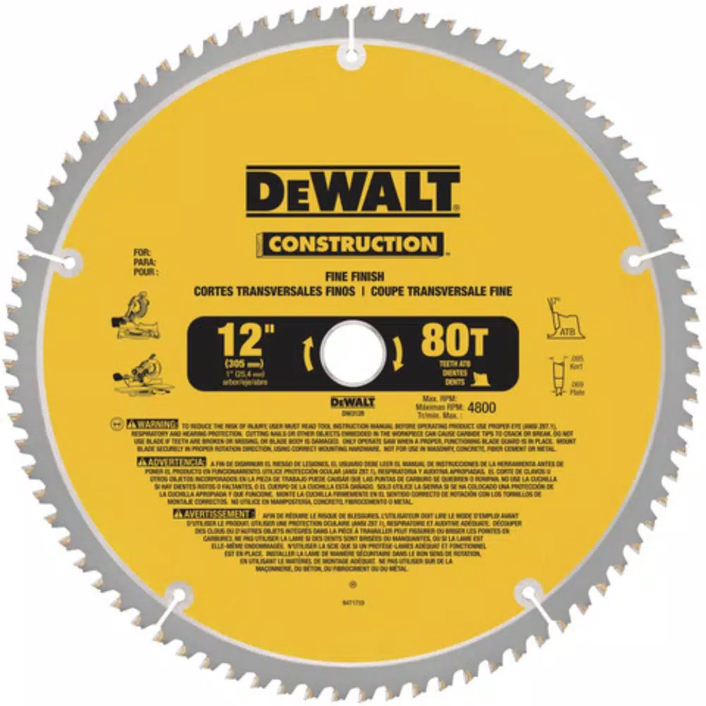 DEWALT 12 in. Miter Saw Blade Assortment, 32-Teeth & 80-Teeth (4-Pack)