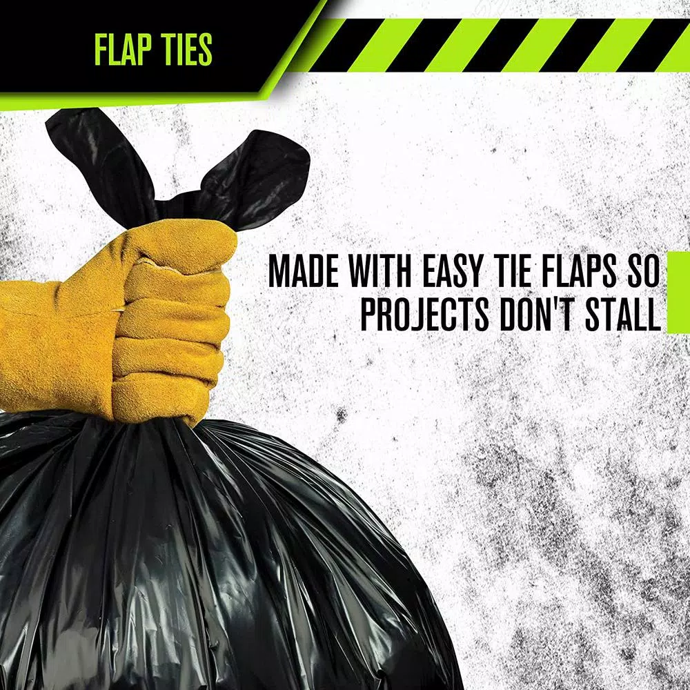 Unbranded 45 Gallon Black Low Density EZ Tie Closure Trash Bags, 1.1 Mil, 100-Count