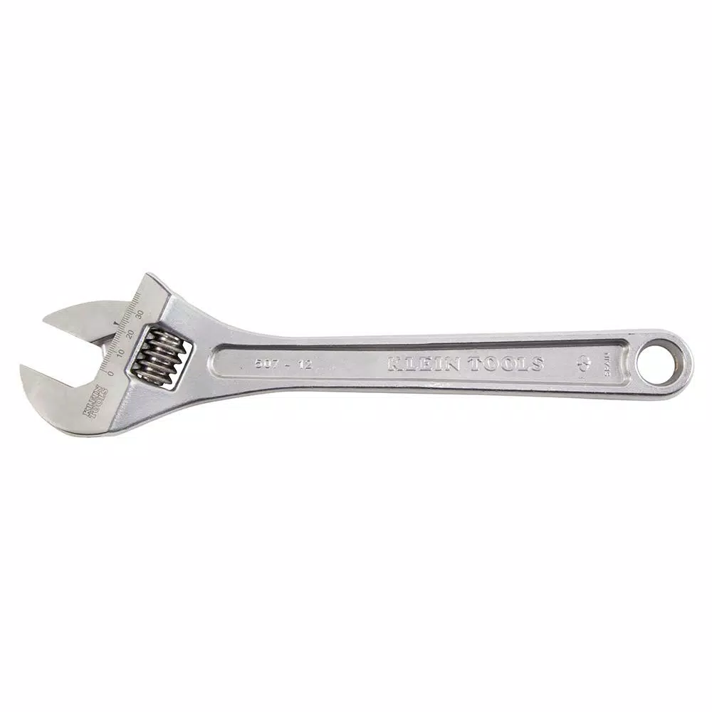 Klein Tools 12 in. Extra Capacity Adjustable Wrench, 1-1/2 in. Jaw Opening