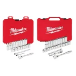 Milwaukee 54-Piece 1/4 in. and 3/8 in. Drive SAE Ratchet and Socket Mechanics Tool Set thumbnail 1