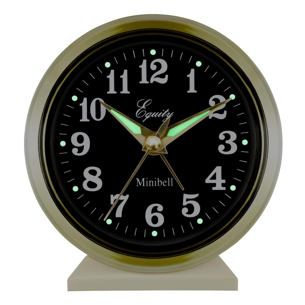Equity by La Crosse 4 in. Round Analog Wind-Up Bell Metal Alarm Clock - Gold
