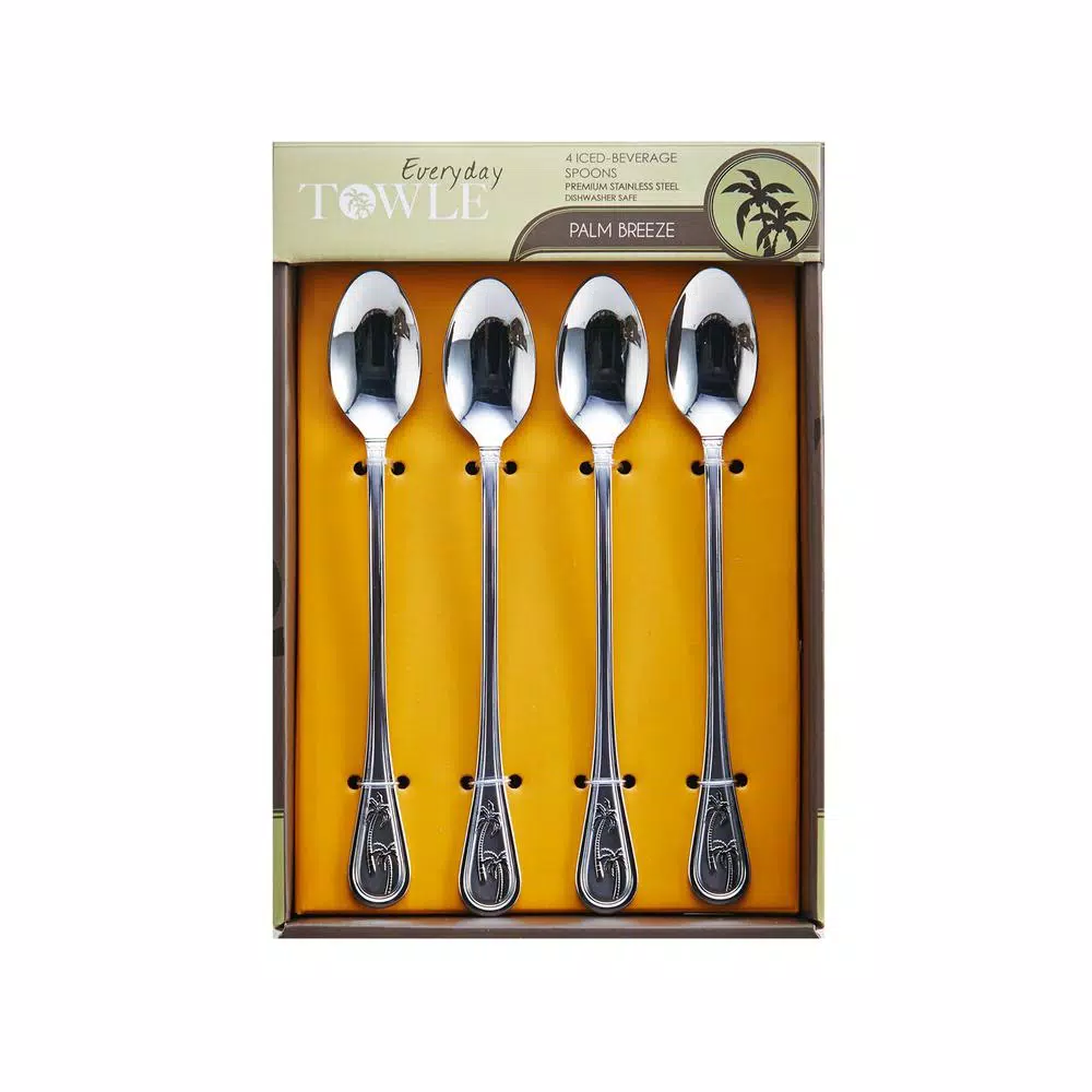 Towle Living Towle Everyday Palm Breeze Stainless Steel Iced Beverage Spoons, Set of 4