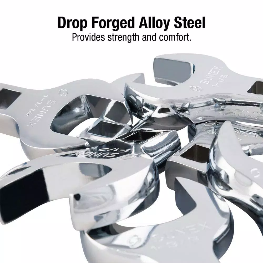 SUNEX TOOLS SUNEXPRESS 7-Piece Crowfoot Wrench Set, SAE, Alloy Steel