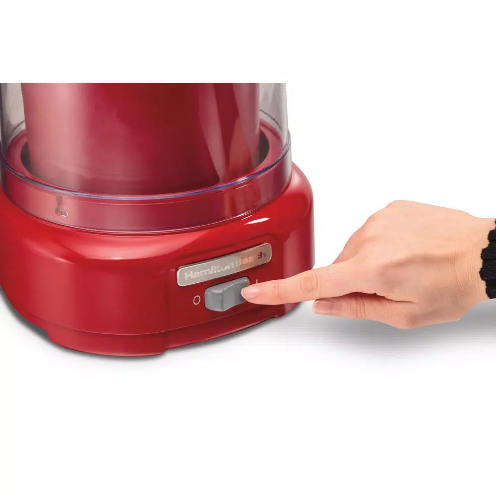 Hamilton Beach 1.5 Quart Ice Cream Maker, Red Countertop Frozen Dessert Machine