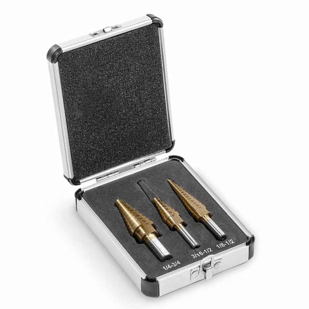 Stark 3-Piece Titanium Coated HSS Heavy Impact Step Drill Bit Set