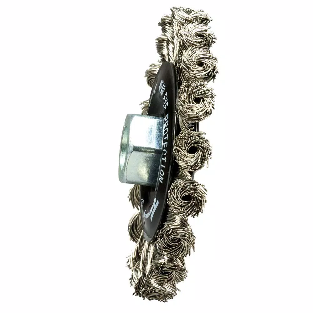 Forney 4 in. Stainless Steel Twist Knot Wire Wheel Brush for Heavy-Duty Cleaning