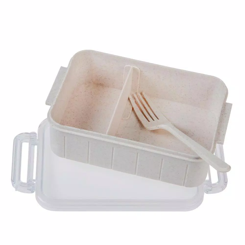 Kitchen Details Simplify Eco-Friendly Natural Plant Fiber Lunch Box Set, 2 Pack, Beige