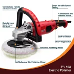 Boyel Living 7 in. Variable Speed Corded Disc Sander Polisher Buffer, 10 Amp, 1000-3500 RPM thumbnail 3