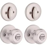Kwikset Cove Satin Nickel Single-Cylinder Deadbolt and Keyed Entry Knob Combo Pack (2-Pack) thumbnail 2