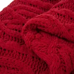 Glitzhome Red Chenille Knitted Throw Blanket, 60 x 50 in, 865 GSM Heavyweight Polyester thumbnail 4