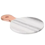 Creative Home Natural White Marble Cheese Serving Board with Stainless Steel Copper Trim Handle, 12.2 x 8 in. thumbnail 2