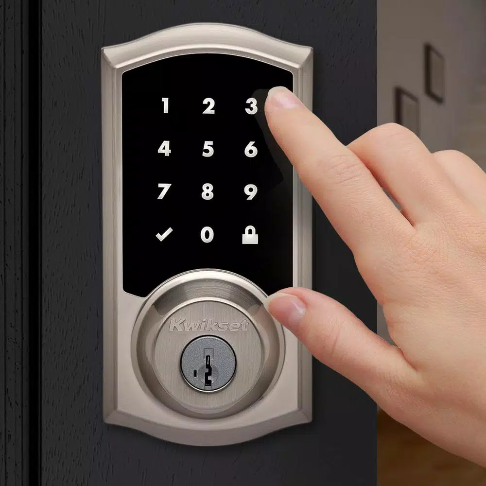 Kwikset Premis Touchscreen Smart Lock Satin Nickel Single Cylinder Deadbolt with Tustin Lever