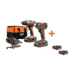 RIDGID 18V Cordless Drill/Driver and Impact Driver Combo Kit with 4 Lithium-Ion Batteries thumbnail 1
